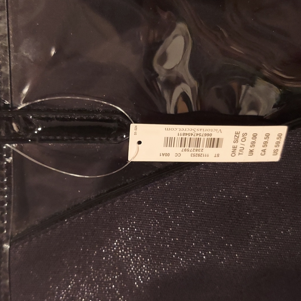 Victoria's Secret Love Victoria Black Shimmer Tote Bag with Attached Pouch - Picture 7 of 16